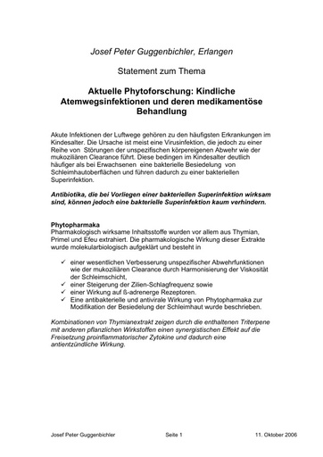 Prof  Guggenbichler Statement