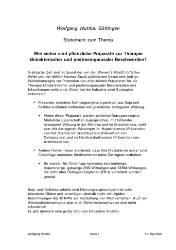 Prof  Wuttke Statement