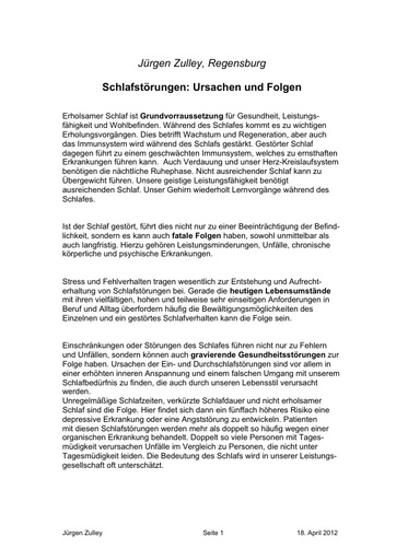 Prof Zulley Statement