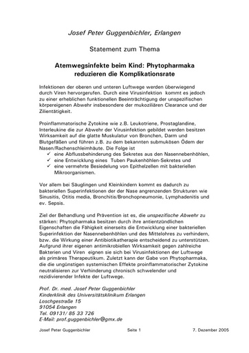 Prof  Guggenbichler Statement