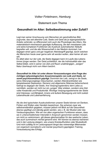 Prof  Fintelmann Statement