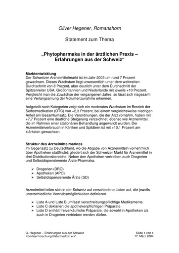 Dr  Hegener Statement März 2004