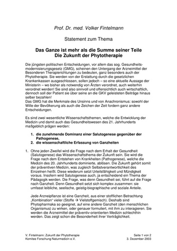 Prof  Fintelmann Statement Dez  2003