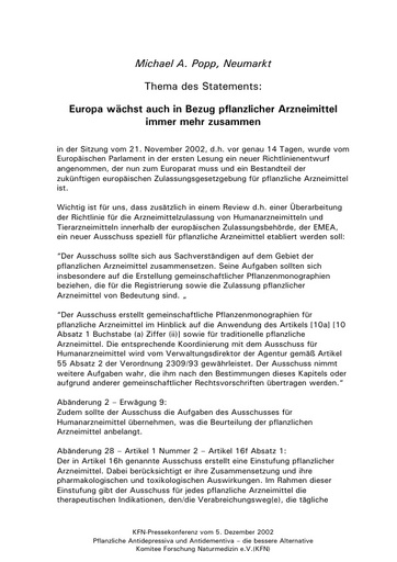 Prof  Popp Statement März 2002