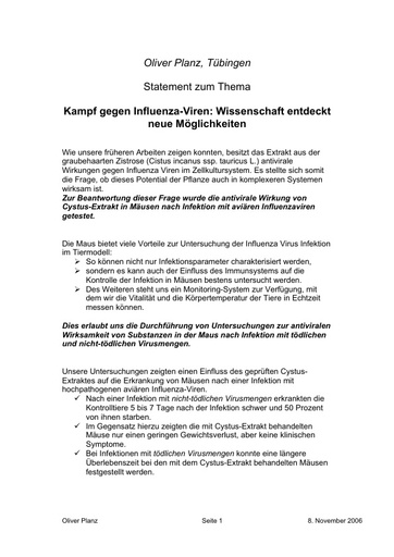 Prof  Planz Statement