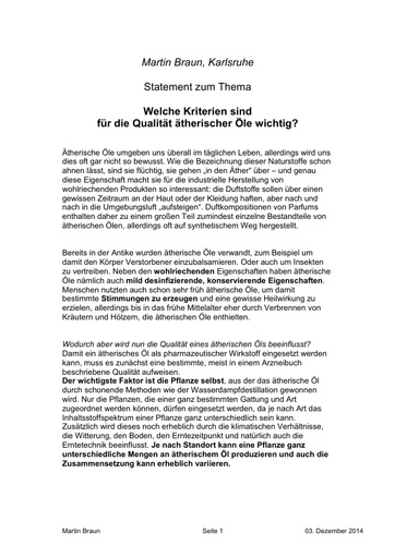 Dr Martin Braun Statement