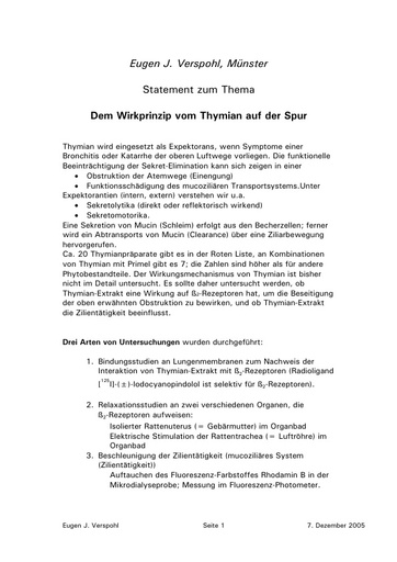 Prof  Verspohl Statement