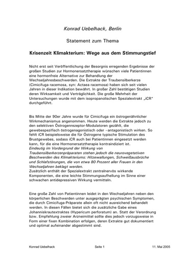 Dr  Uebelhack Statement