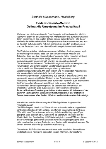 Dr Musselmann Statement