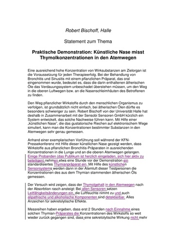 Robert Bischoff Statement Febr  2003