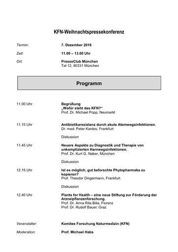KFN Weihnachtspressekonferenz Programm 7 12 2016