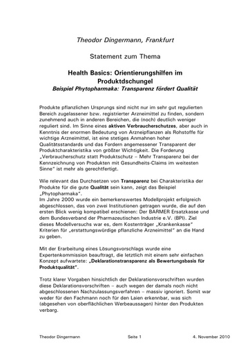 Dingermann Statement