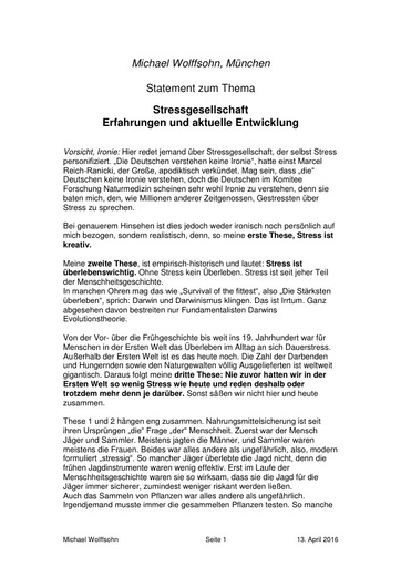 Prof  Dr  Michael Wolffsohn Statement