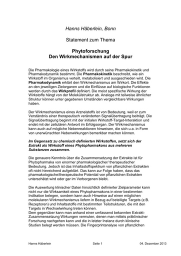 Prof Häberlein Statement 04 12 2013