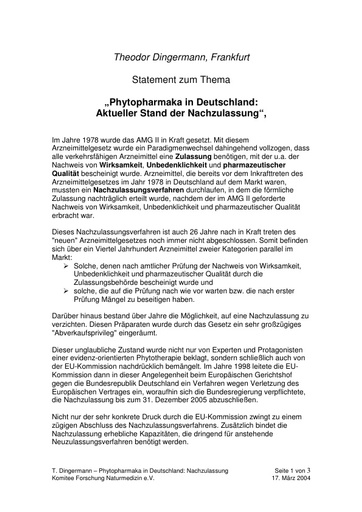 Prof  Dingermann Statement März 2004