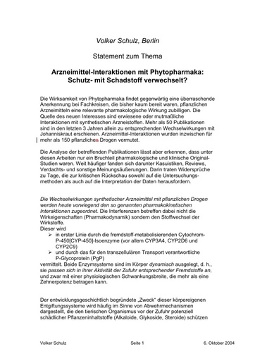 Statement Prof  Schulz Okt  2004