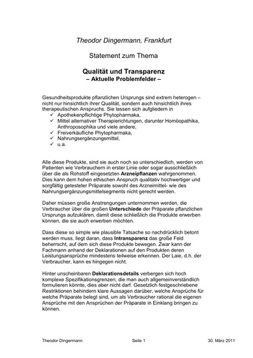 1 Dingermann Statement