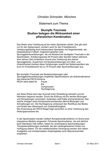 Statement Dr Schneider PK 2013