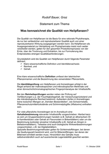 Prof  Bauer Statement