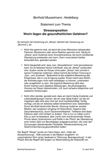 Dr  Berthold Musselmann Statement