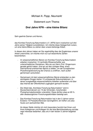 Prof  Popp Statement Dez  2001