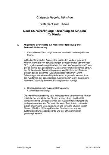 Dr  Hegele Statement