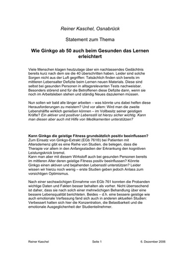 Dr  Kaschel Statement